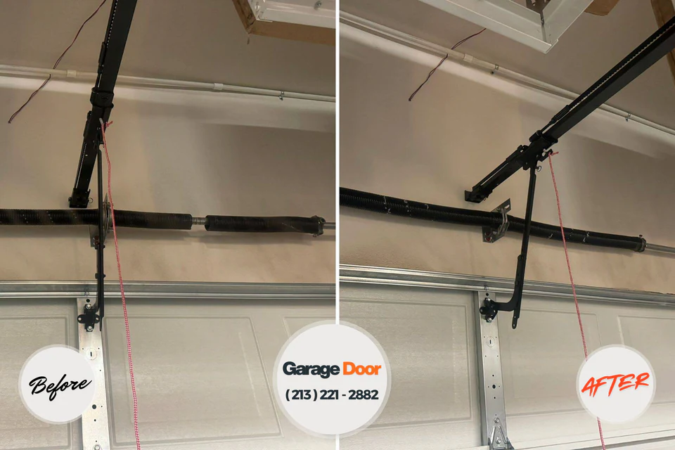 Before and after: garage door repair Lakewood, CA